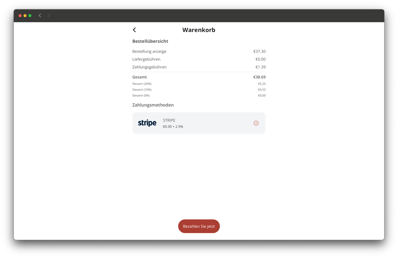 Zahlungsgebühren-Anzeige