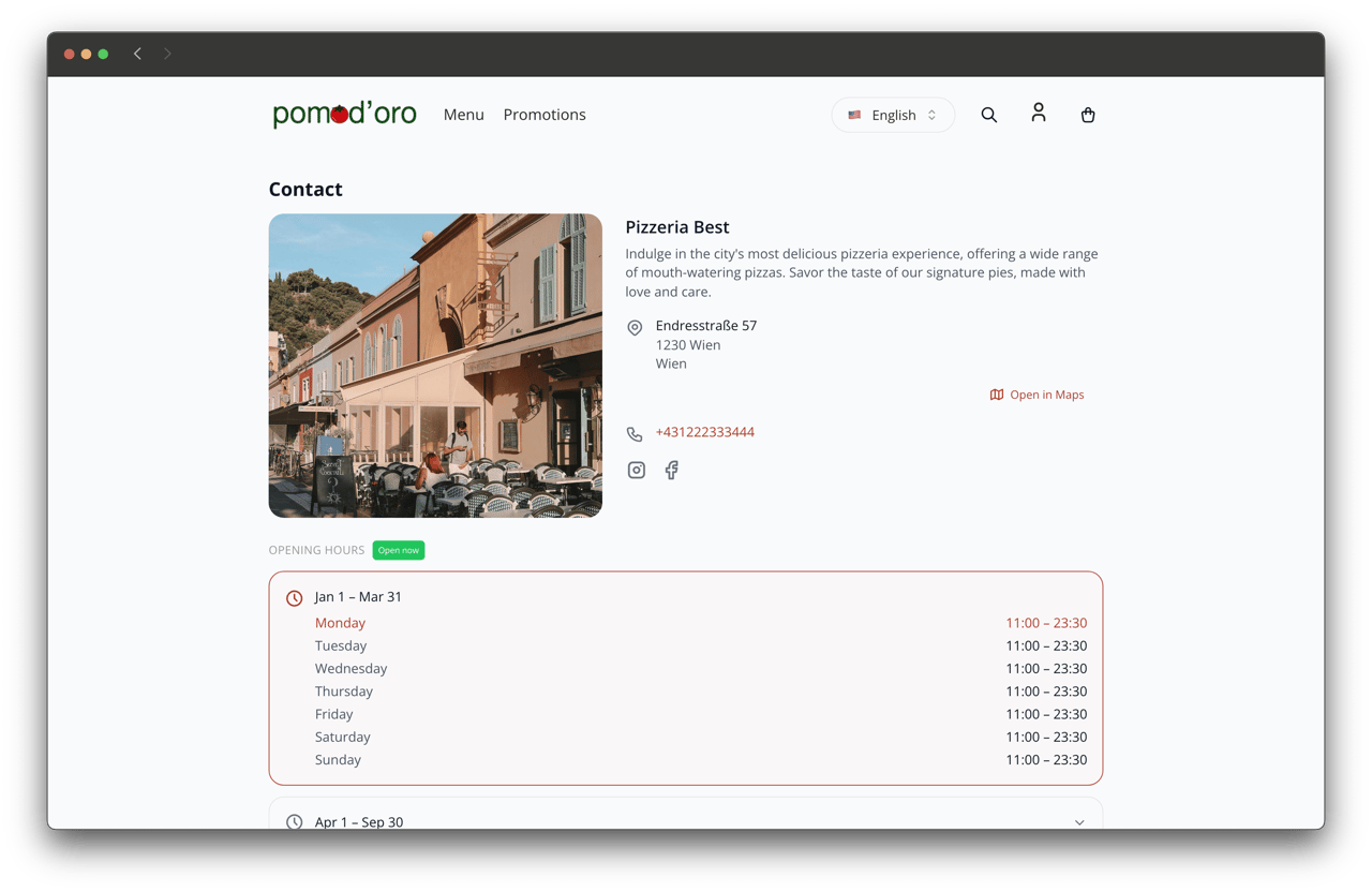 Restaurant Profile View
