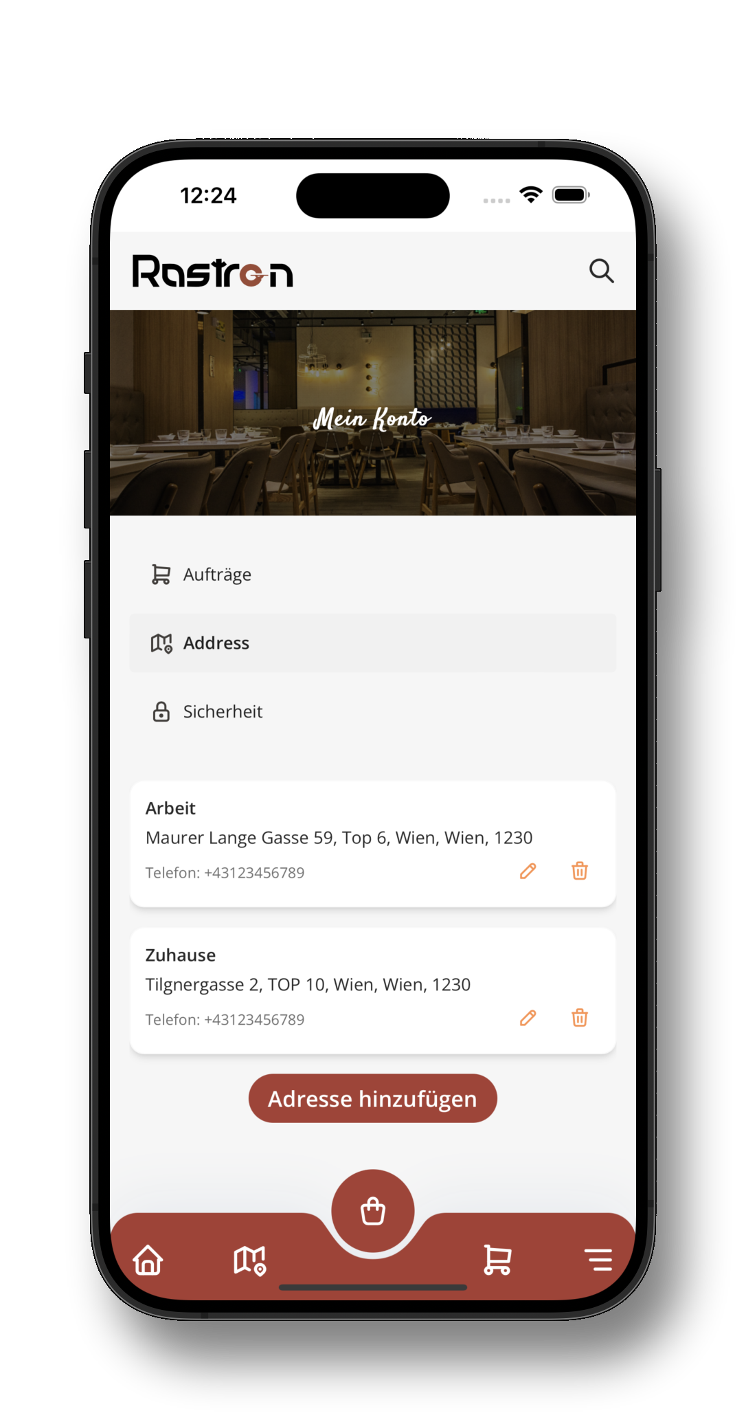 Gespeicherte Adressen