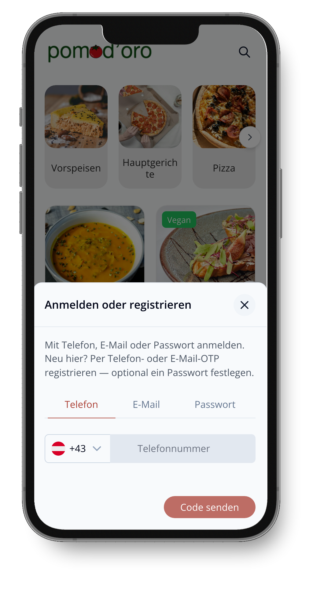 Mobile Kunden-Anmeldung