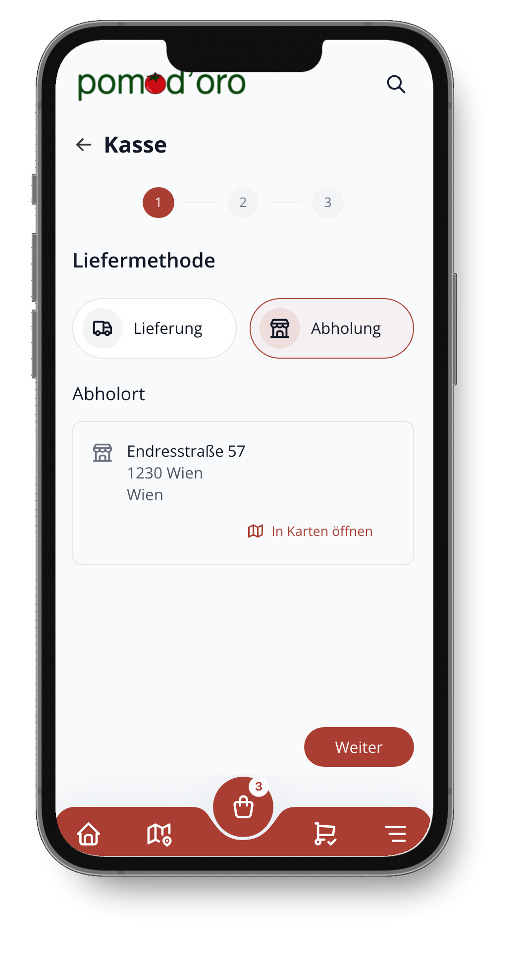 Abholoption-Auswahl