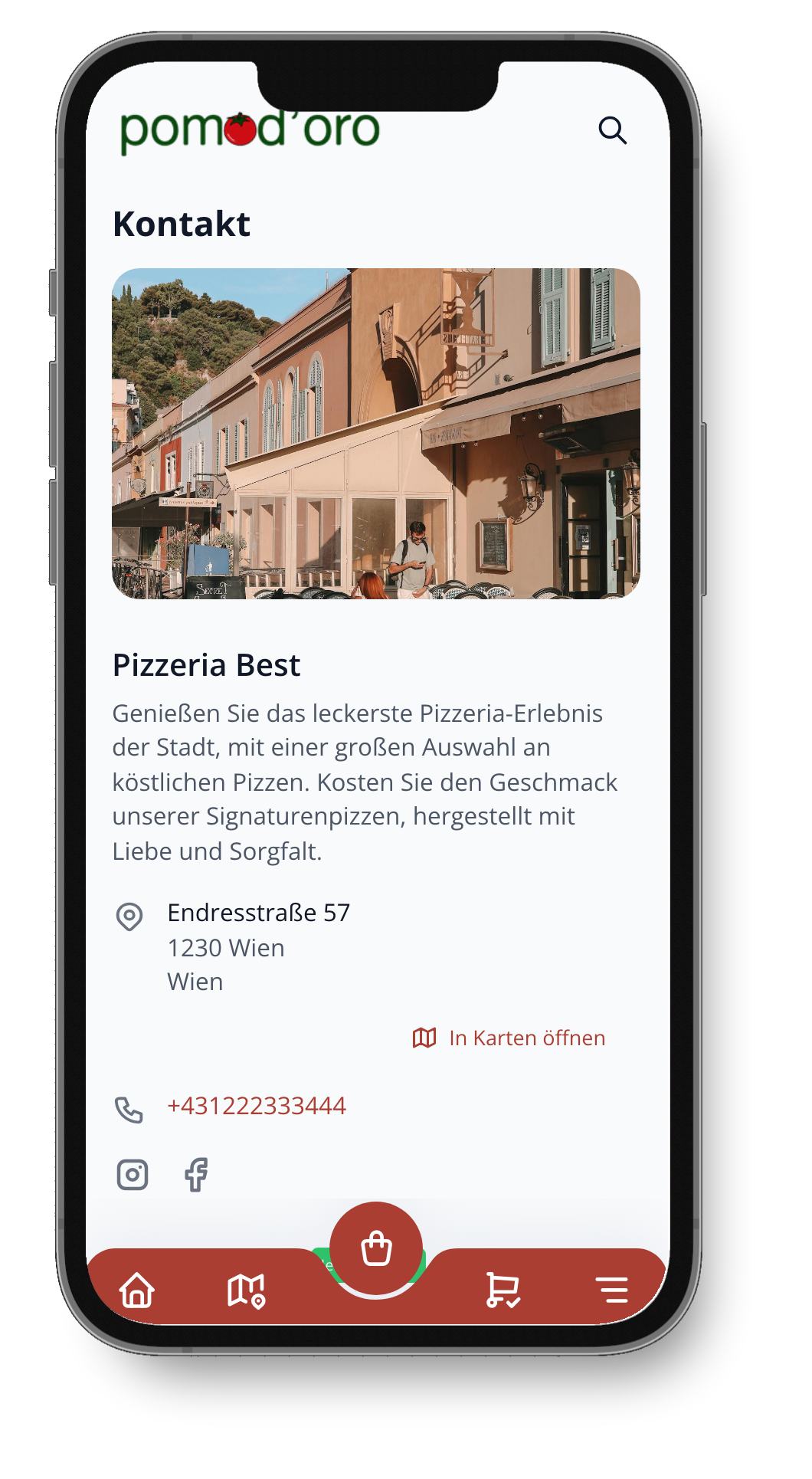 Restaurant-Profil-Ansicht