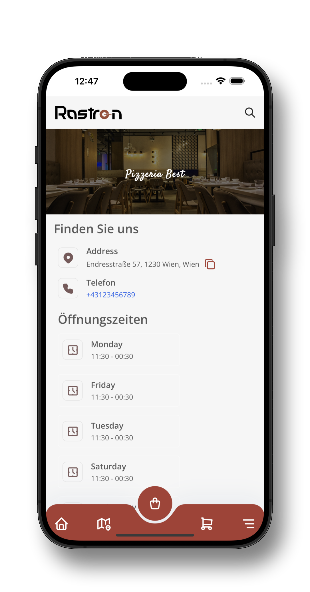 Restaurant-Profil-Ansicht