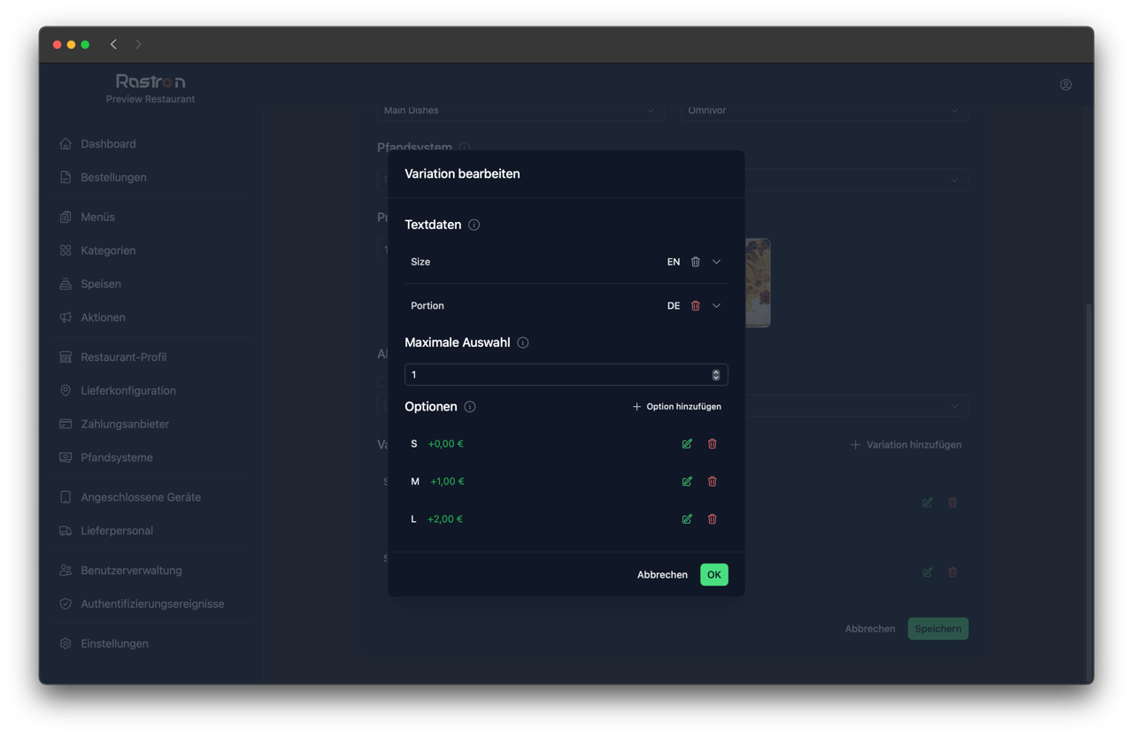 Variationen-Verwaltung