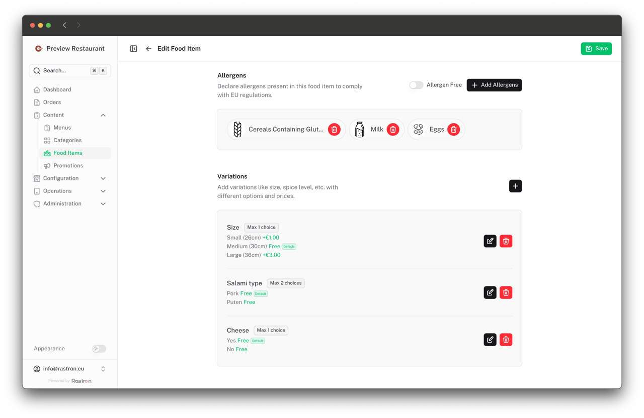 Variations Management