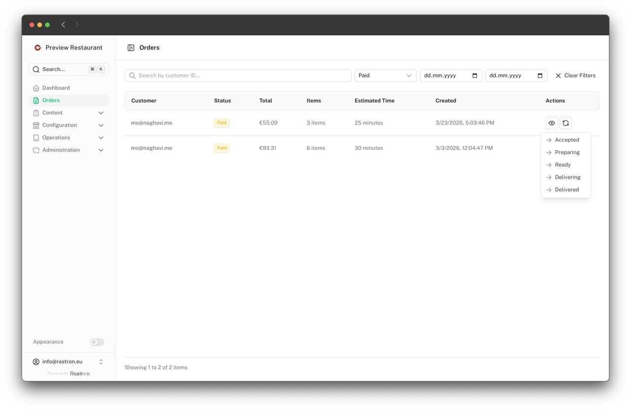 Order Dashboard